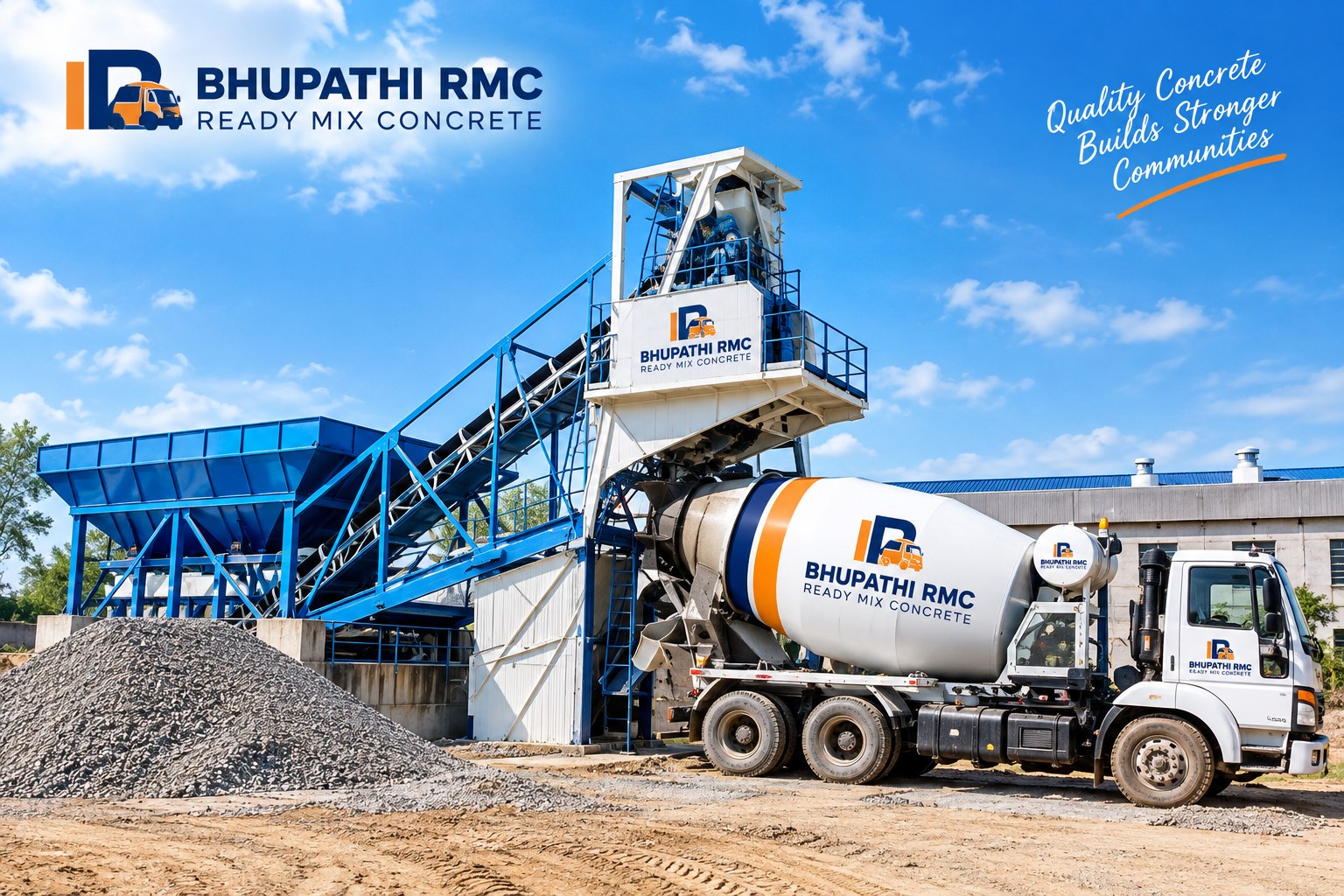 Ready mix concrete plant and mixer fleet